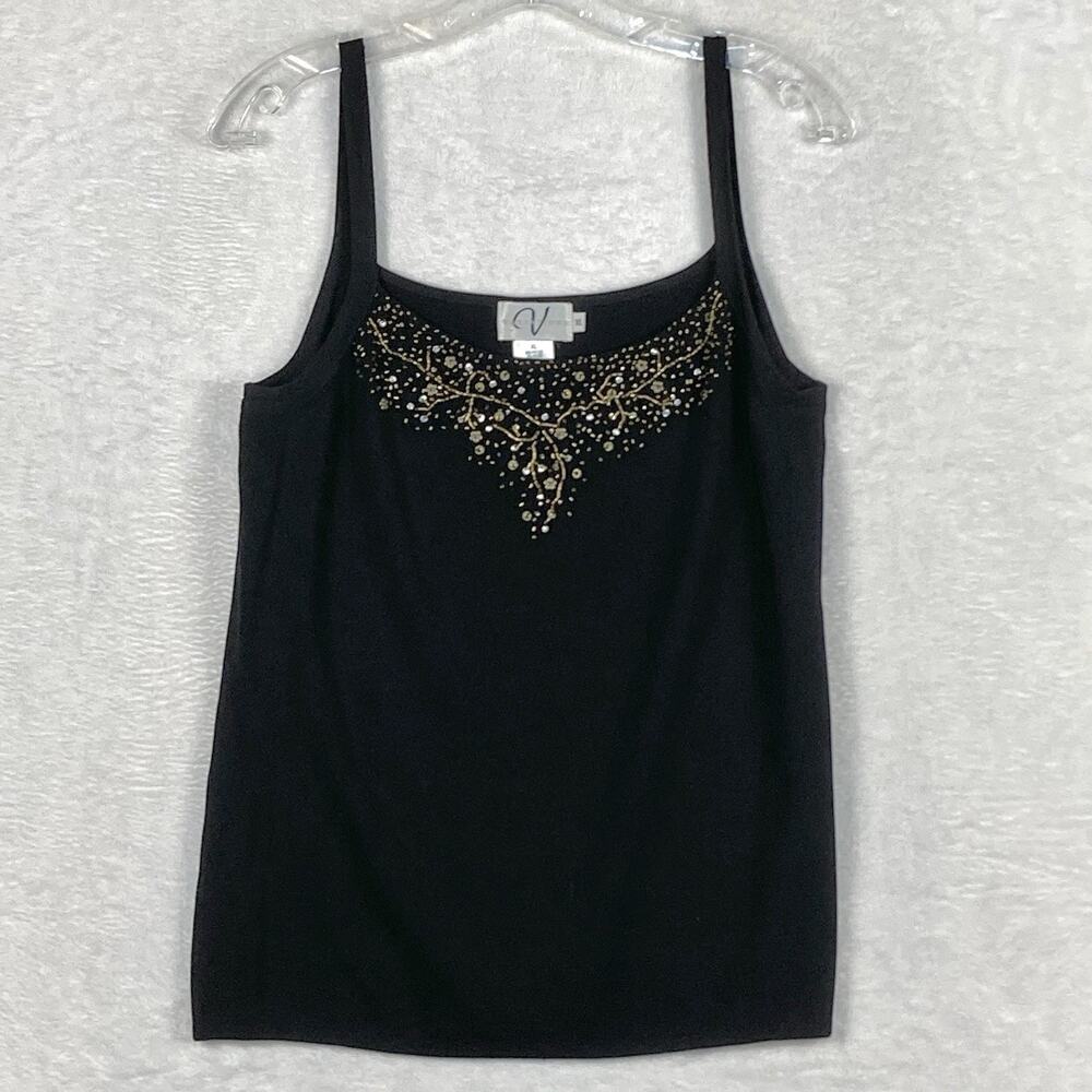 Black Whimsigoth Beaded Shirt Tank Top Womens XL Fairy 90s Y2K Festival